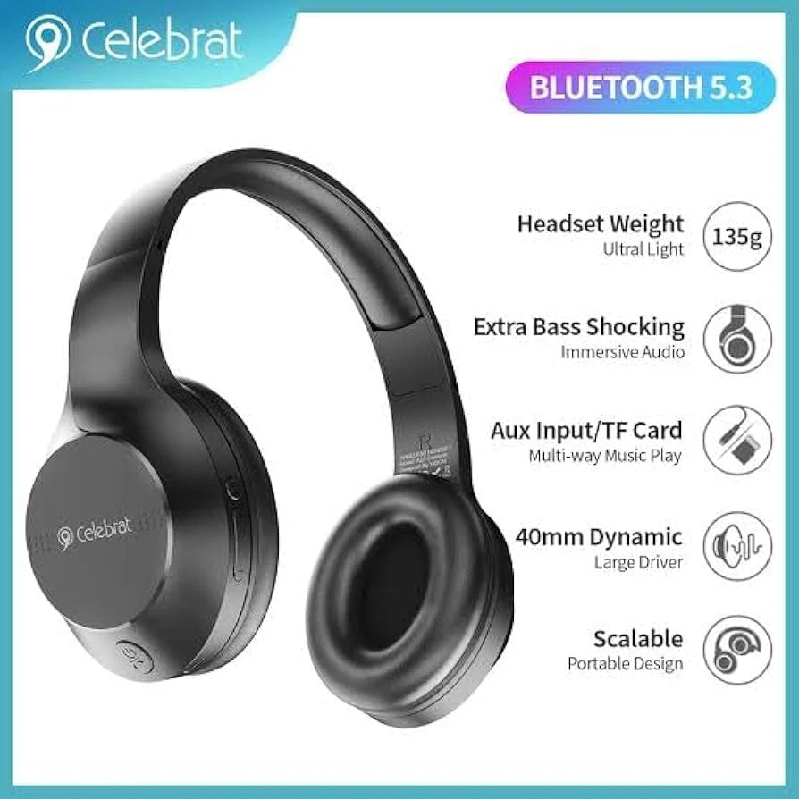 Audífonos Diadema Celebrat A27 – Inalámbricos Bluetooth con Micrófono
