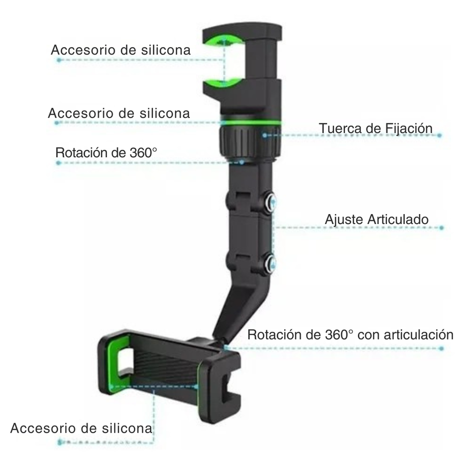 Holder para Retrovisor de Auto – Soporte Ajustable y Universal para Celular