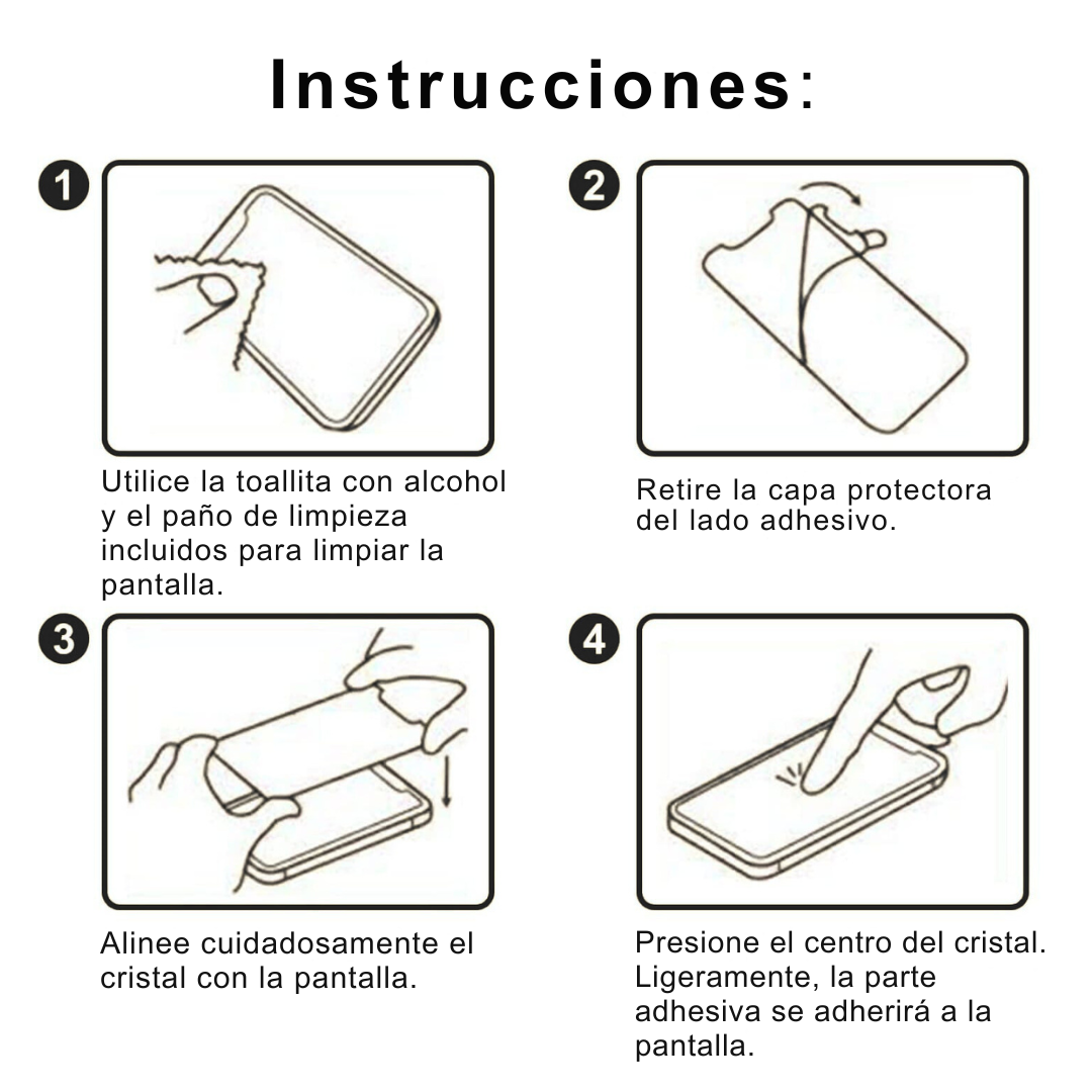 Protector de Pantalla Cristal Templado - Dureza 9H contra golpes y Rayaduras
