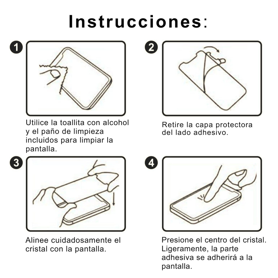 Protector de Pantalla Cristal Templado - Dureza 9H contra golpes y Rayaduras